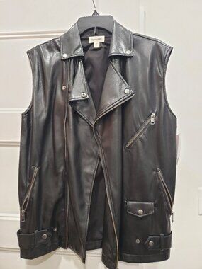 Open Edit buttery soft leather like vest xs over-sized